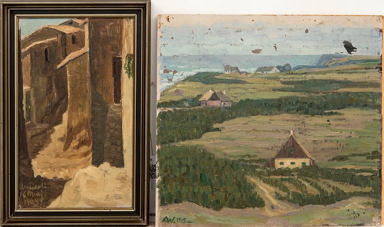 Agnes Wieslander, 2 st "Gråväder" samt gatubild från Italien.