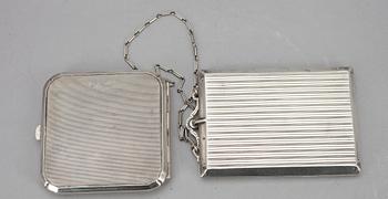 AFTONVÄSKA OCH CIGARETTETUI, silver, Art Deco.