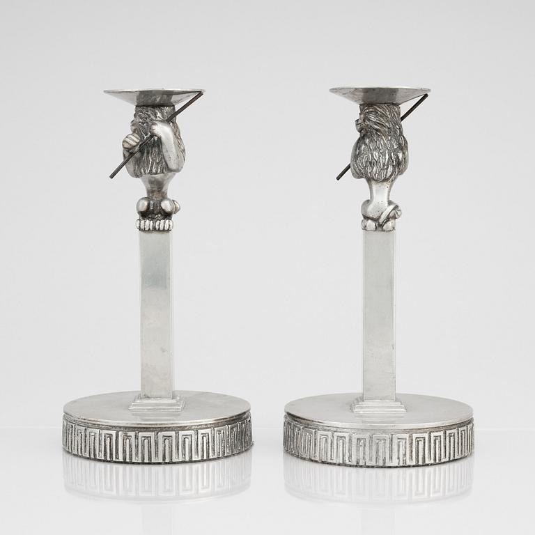 Anna Petrus, a pair of pewter candlesticks, Herman Bergmans Konstgjuteri, Stockholm  probably early 1920s.