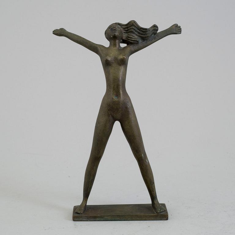 STIG BLOMBERG, bronze sculpture "Fritidsflickan", signed.