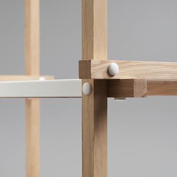 Hay, an oak and white lacquered steel shelf, contemporary production.