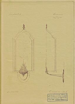 Edward Hald, vägglampa, variant av modell "HD 24", Orrefors, 1920-30-tal.