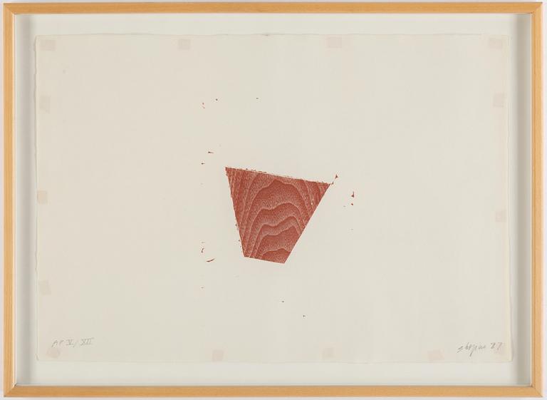 Joel Shapiro, woodcut, 1987, signed in pencil and numbered AP V/XII.