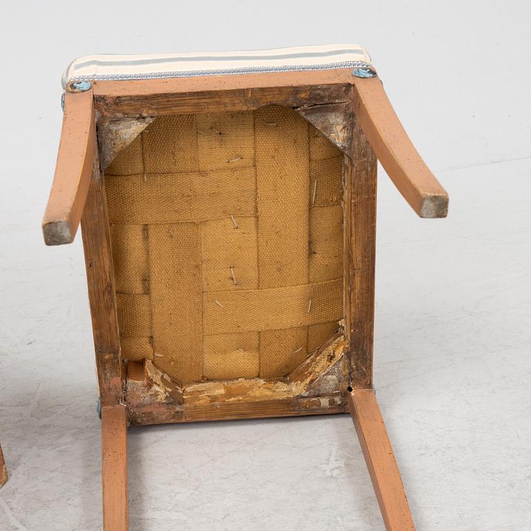 A pair of late Gustavian stools, early 19th Century.