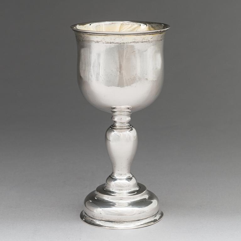 A parcel-gilt silver chalice maker's mark of Aron Gustaf Hochman (Martikainen), Sortavala, 1852.