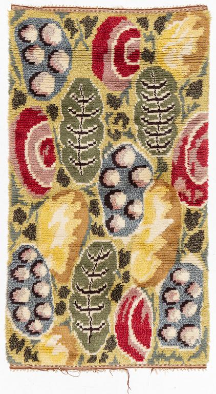 A mid century modern Swedish knotted pile rug, c 206 x 114 cm.