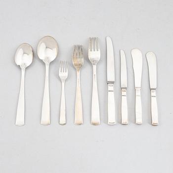 Jacob Ängman, 66 silver flatware service parts, 'Rosenholm', GAB, Stockholm/Eskilstuna, 1942-84.