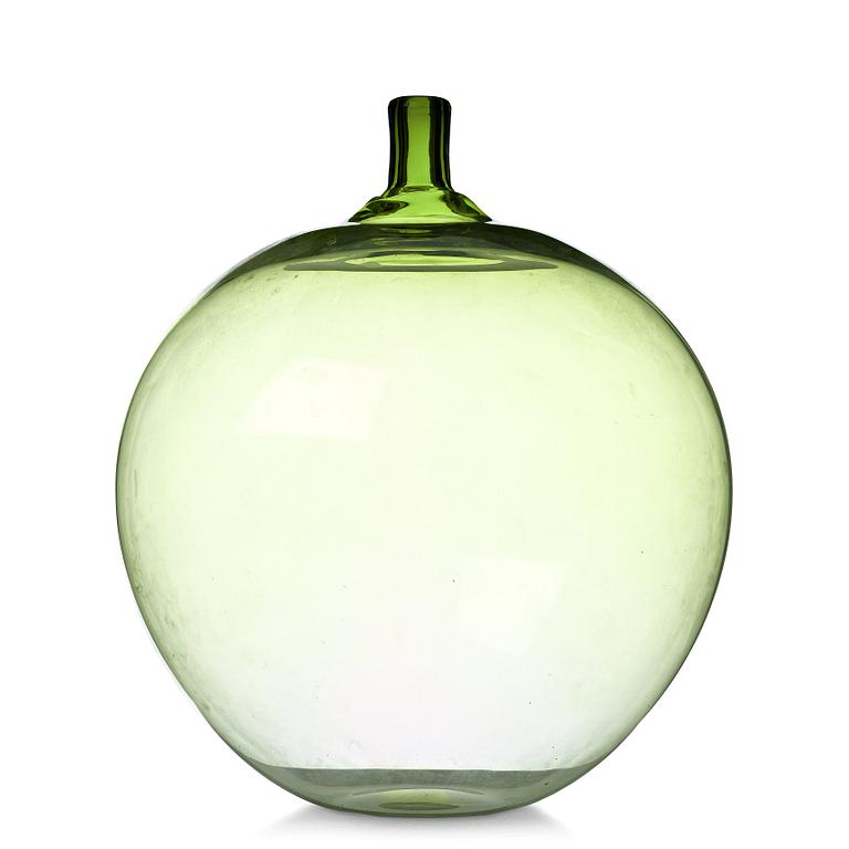 Ingeborg Lundin, a green "Apple" glass vase, Orrefors, Sweden.