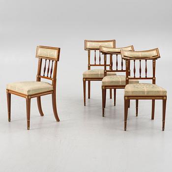 A sofa, two armchairs, four chairs and table, Empire style, 20th century.