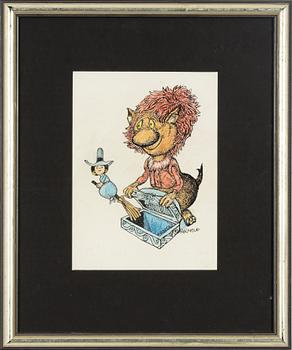 Hans Arnold, tusch och akryl, signerad.