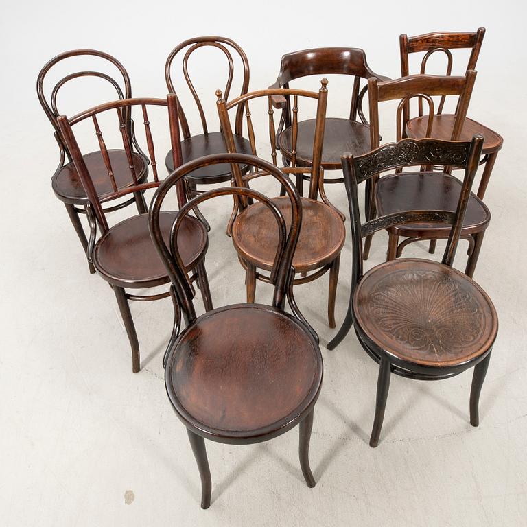 A set of nine different chairs early 1900s.