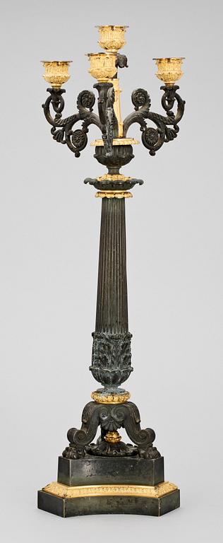 KANDELABER, brons, empirstil, 1800-tal.