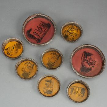 COASTERS, 8 st, England, 1800-tal.