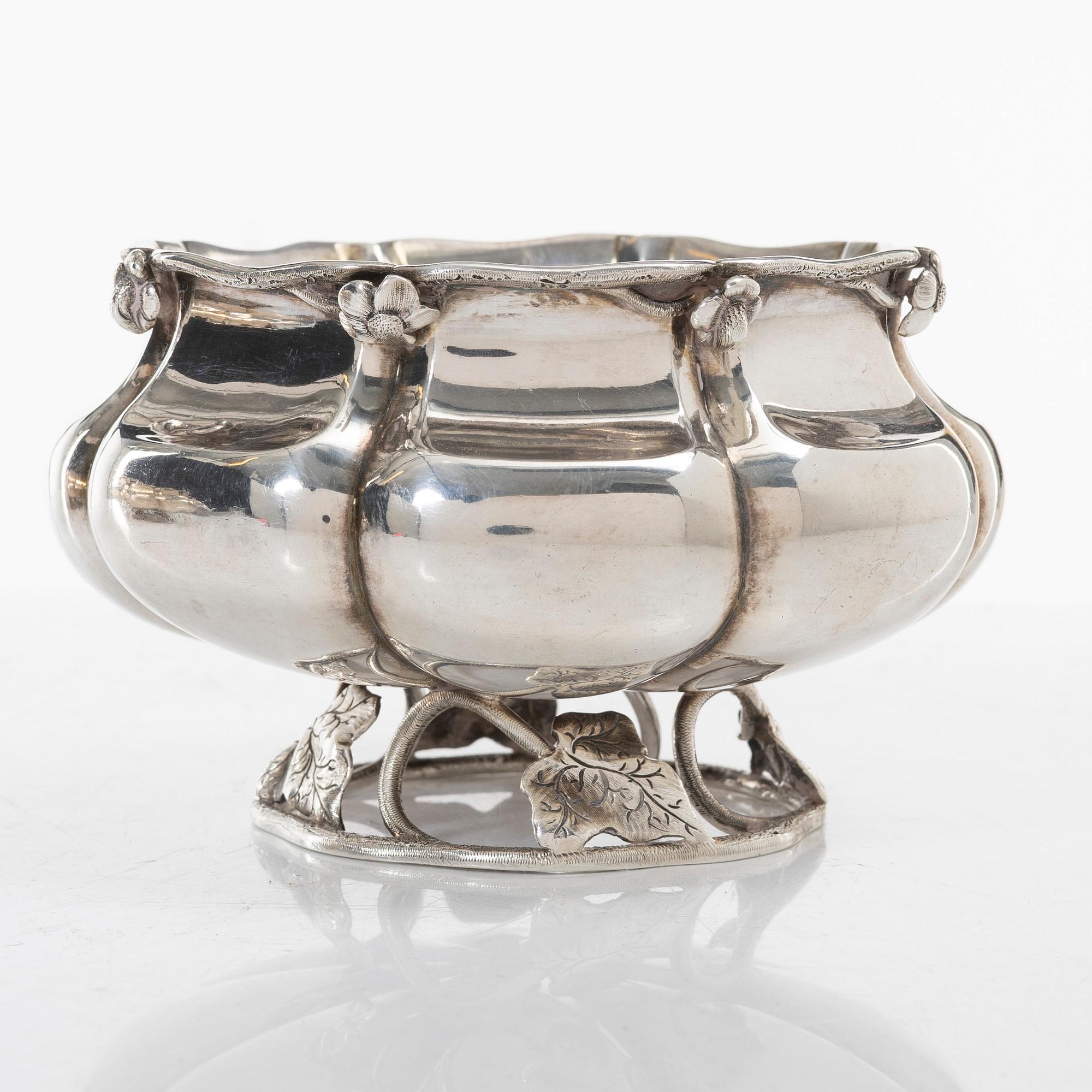 Bowls, a pair, silver, Sweden, 19th century.