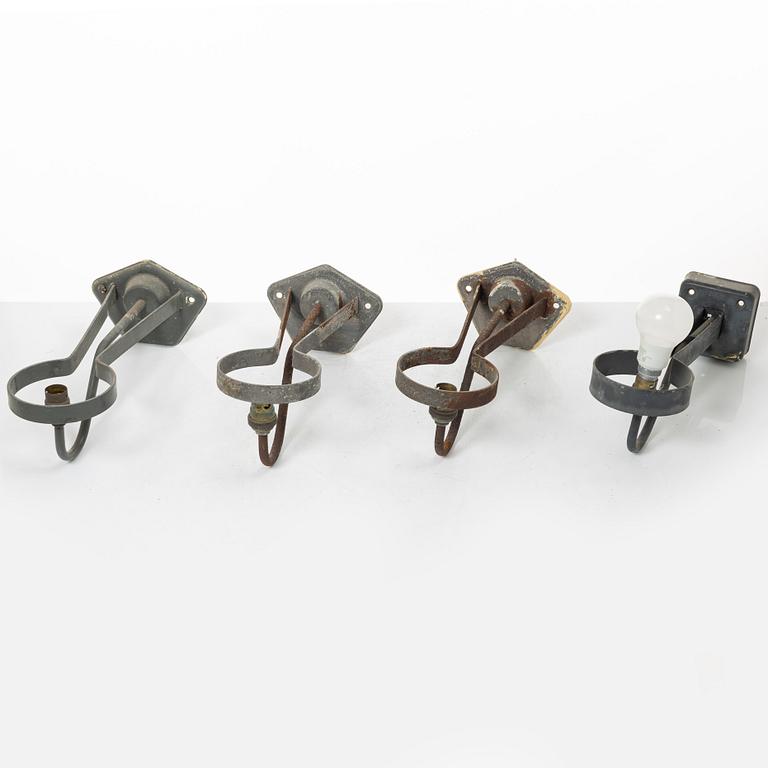 Vägglampor, 4 st, snarlika, Swedish Modern, mestadels ASEA, 1900-talets mitt.