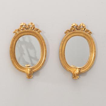 Spegellampetter ett par gustaviansk stil, 1900-tal.