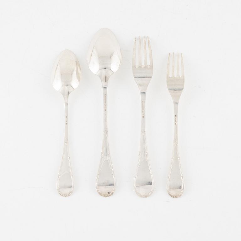 Cutlery, 24 pieces, silver, model 'Rosett', B Erlandsson, Kristianstad 1901.
