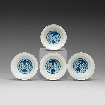 A set of four blue and white bowls, Ming dynasty Wanli (1572-1620).