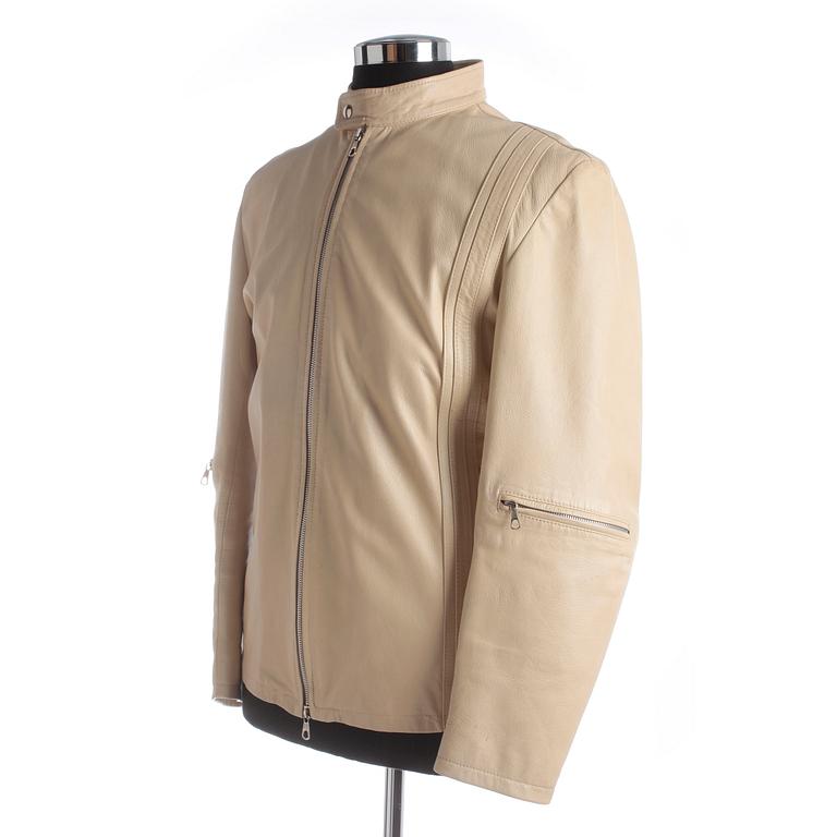 ALEXANDER MCQUEEN, a men's beige leather jacket.