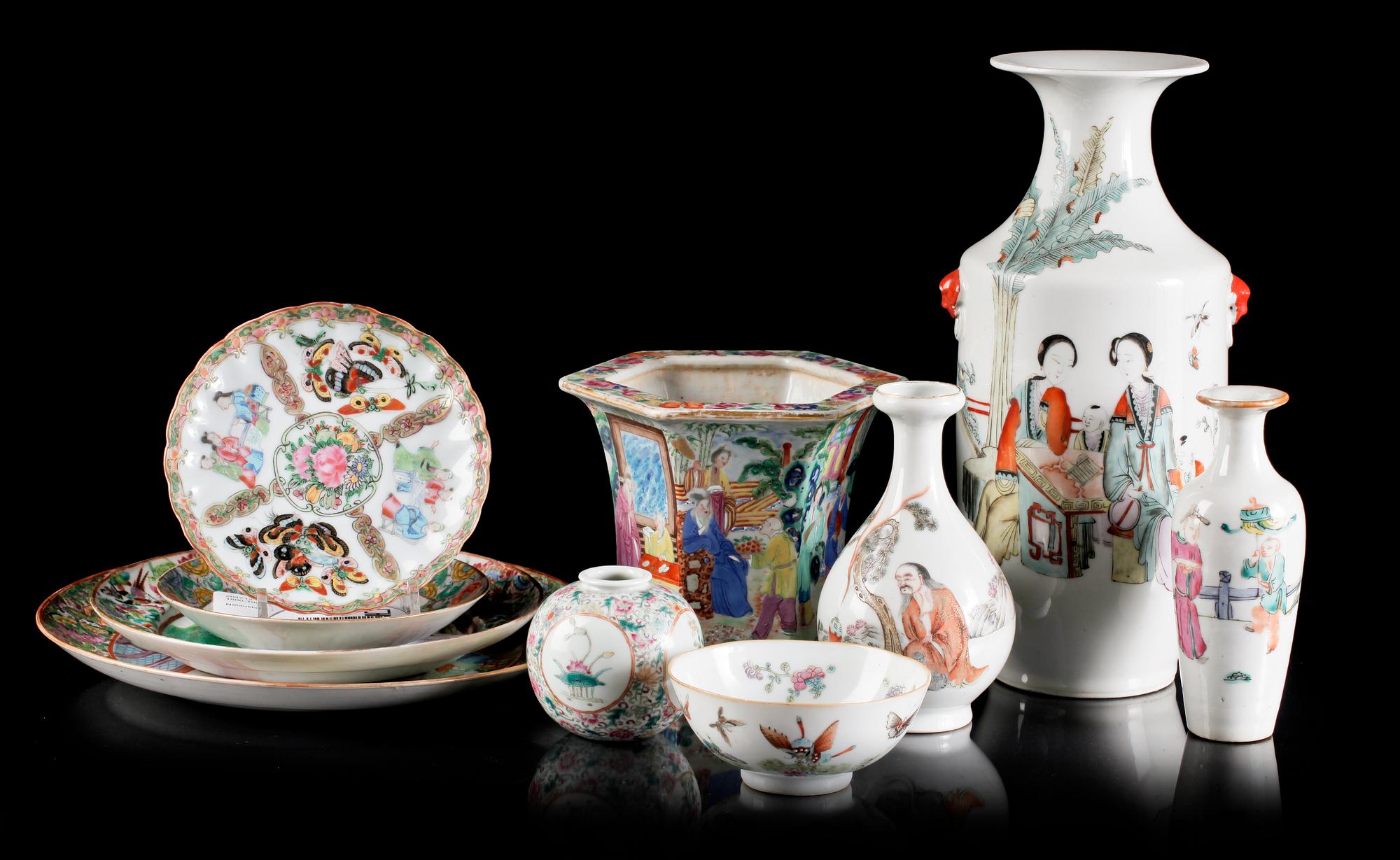 PARTI KINAPORSLIN, 10 delar, 1800-1900-tal.