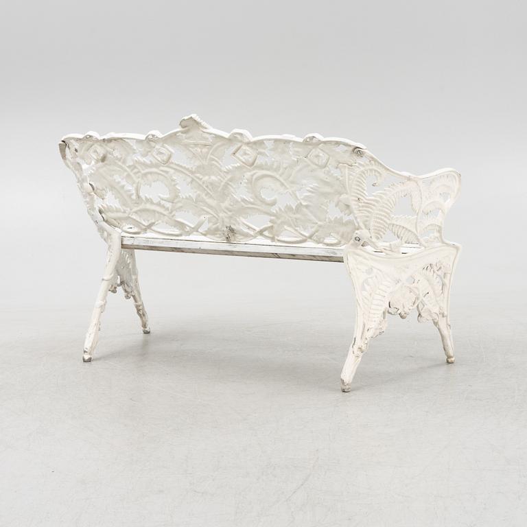 A painted cast aluminum garden sofa, second part of the 20th Century.