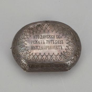 PORTMONNÄ, silver, Ryssland  ca 1900. Total vikt 62 g.