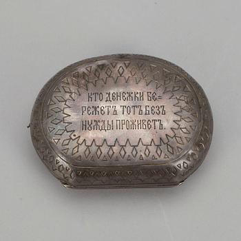 PORTMONNÄ, silver, Ryssland  ca 1900. Total vikt 62 g.