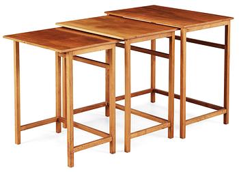 445. A set of three Josef Frank mahogany occasional tables by Josef Frank Svenskt Tenn, model 618.