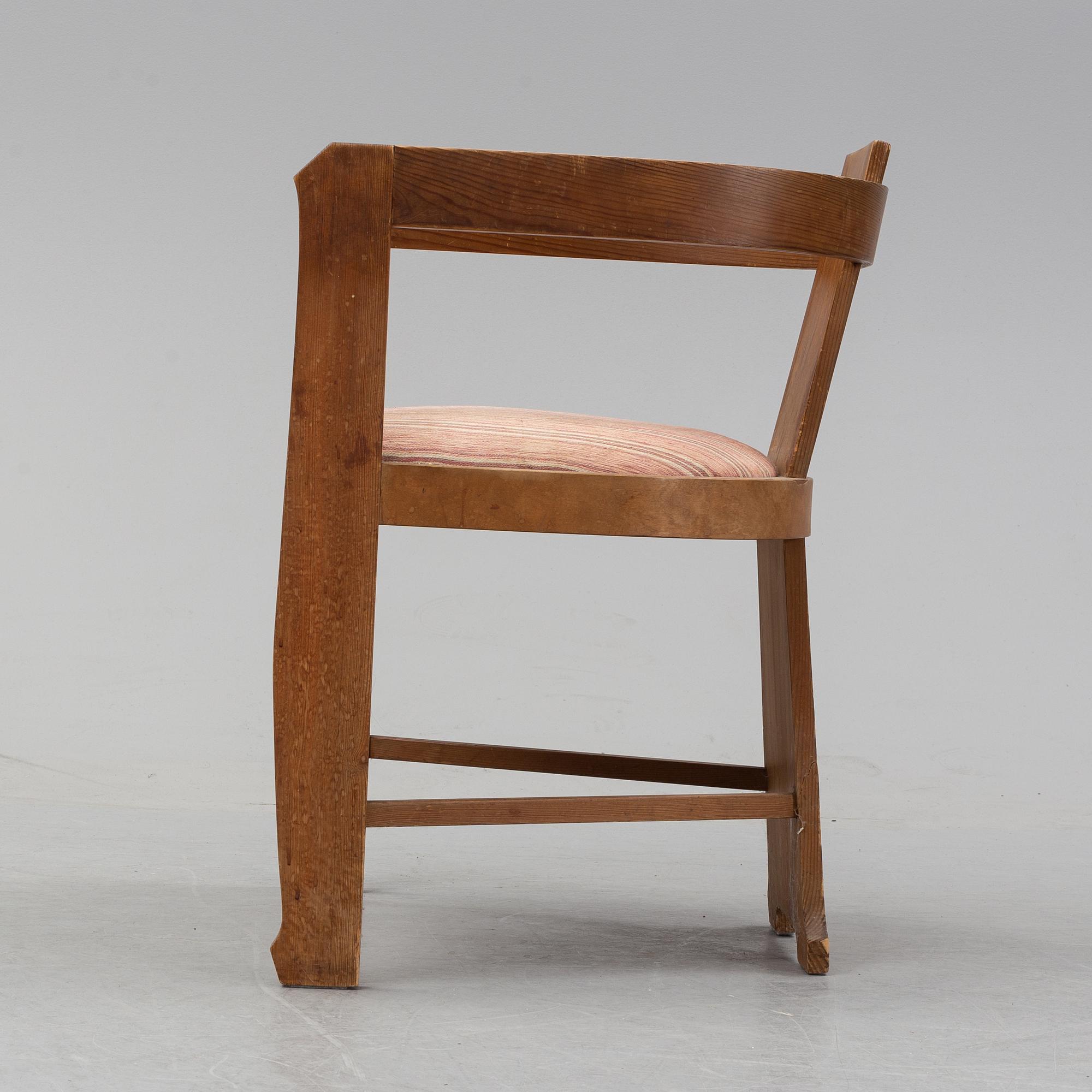 A pine armchair attributed to Carl Westman early 20th Century.