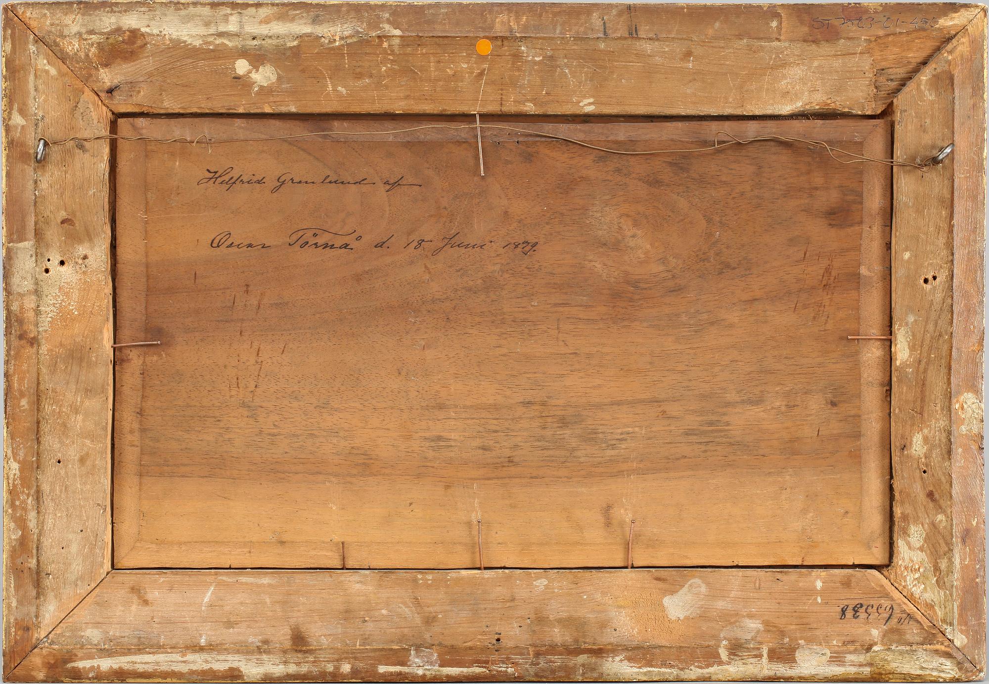 OSCAR TÖRNÅ, olja på pannå. sign o dat juni 1879.