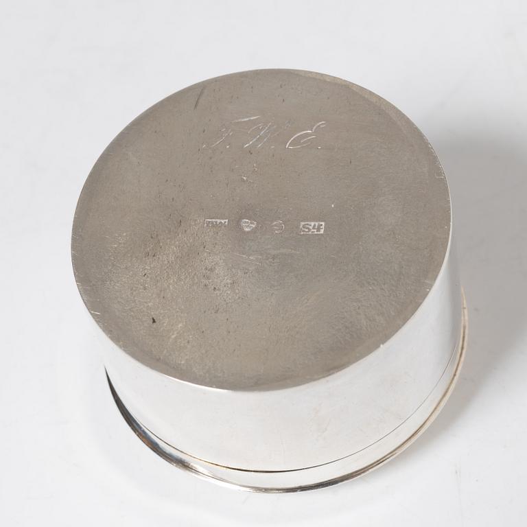 Four Swedish silver boxes, 19th century, most with mark of JP Grönvall, Stockholm.