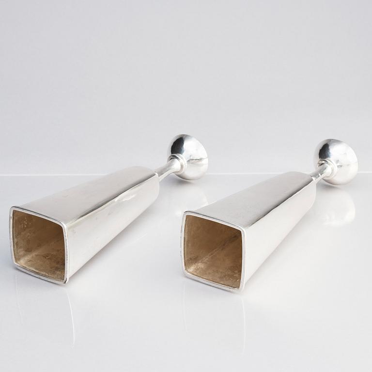 Claës Giertta, a pair of silver candlesticks, Stockholm 1961.