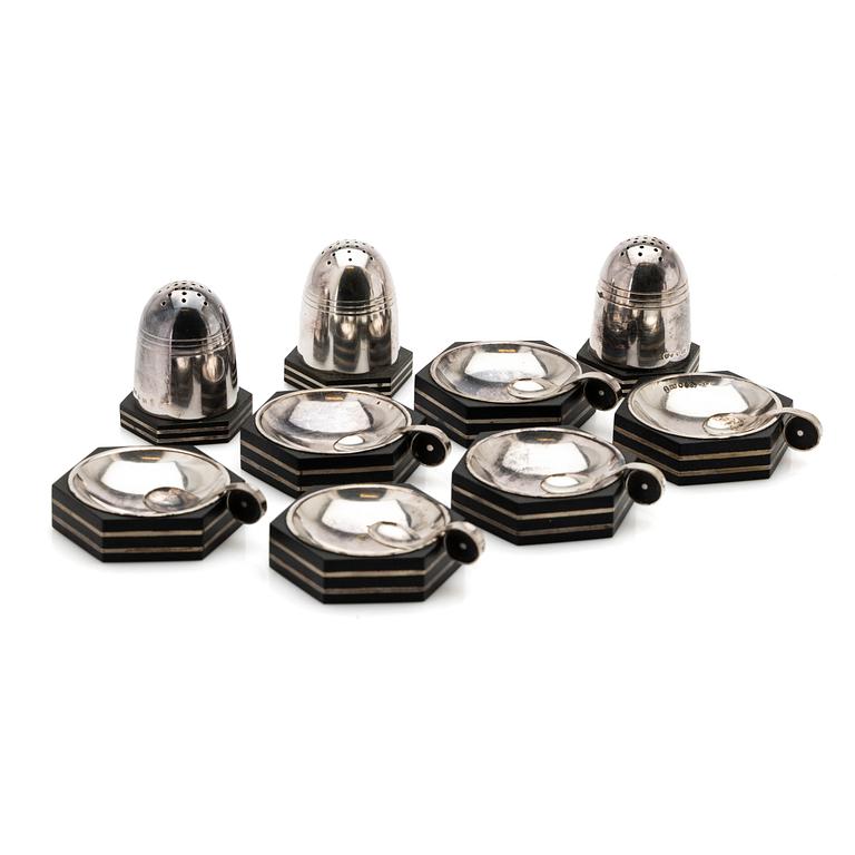 Salt cellars, 9 pieces, silver, GAB, Stockholm, 1941–1942.