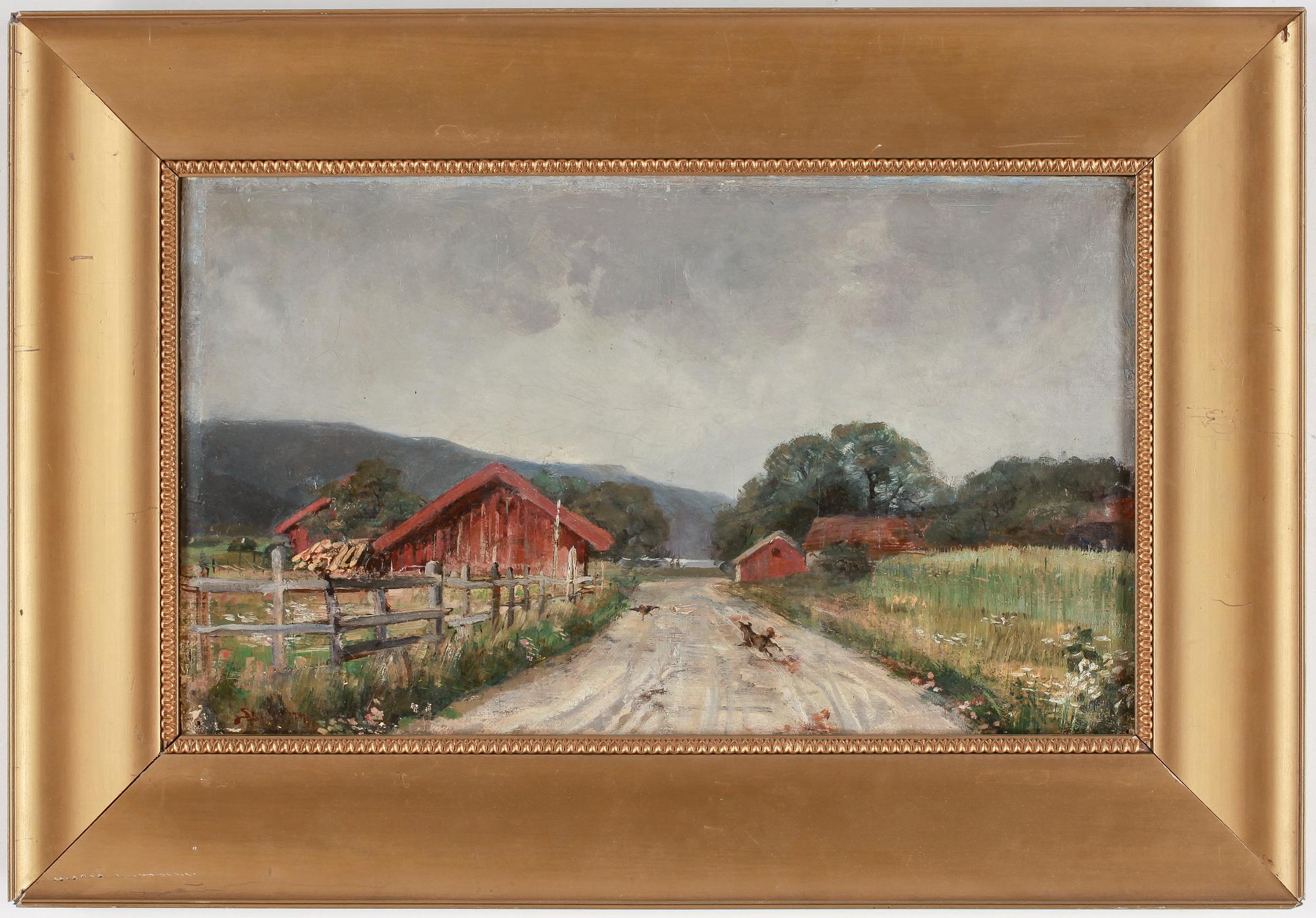 OKÄND KONSTNÄR, olja på duk, otydligt signerad, omkring 1900.