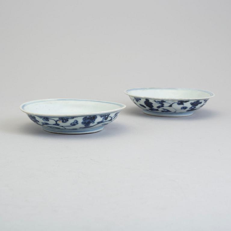 Two blue and white dishes, Ming dynasty 1368-1644.