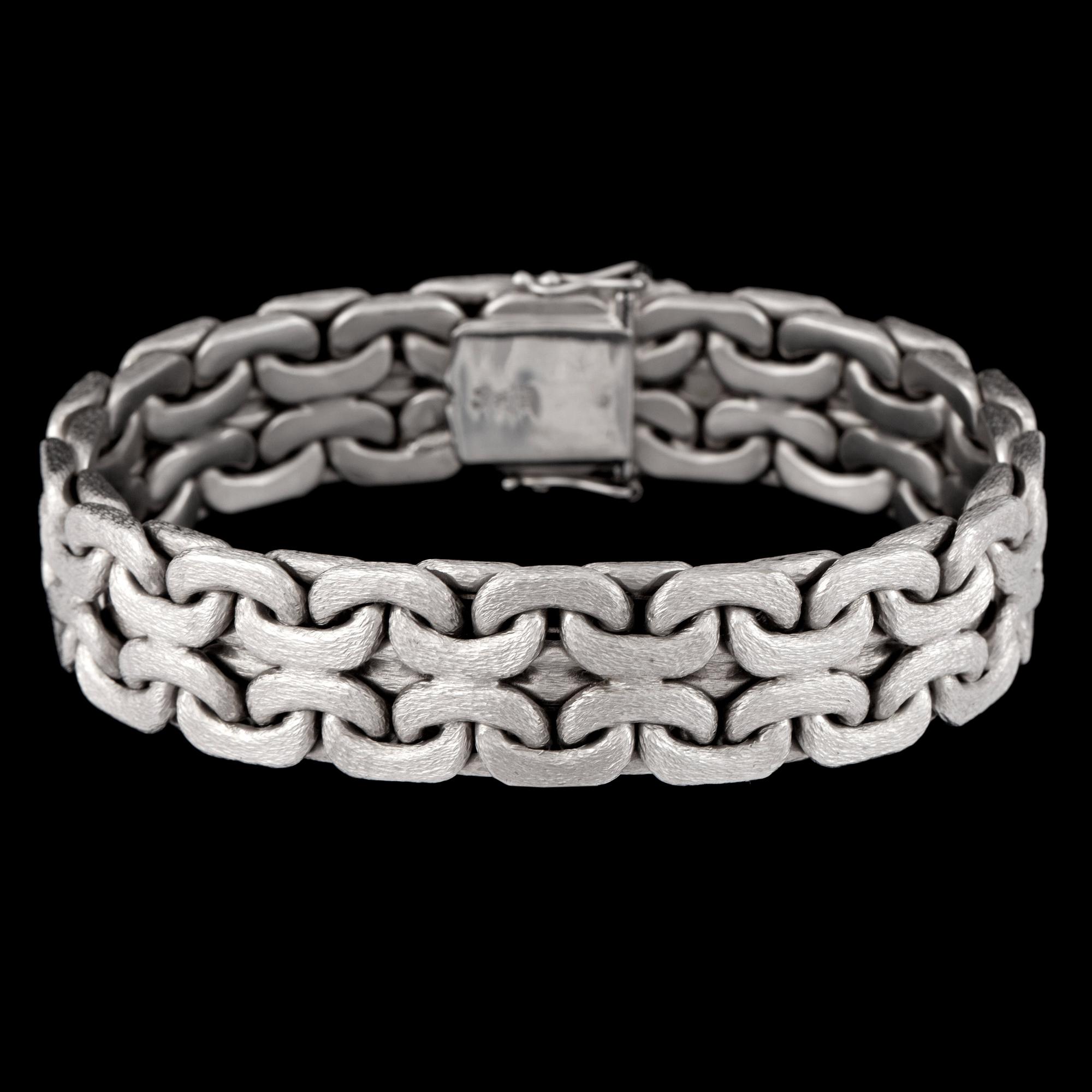 A white gold bracelet.