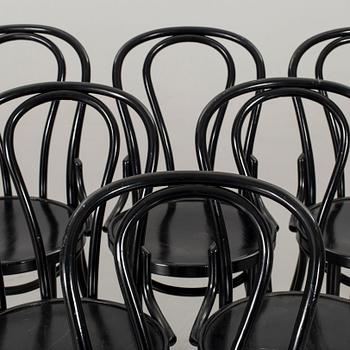 6 BLACK BENTWOOD CHAIRS SECOND HALF OF 20TH CENTURY, THONET-STYLE.