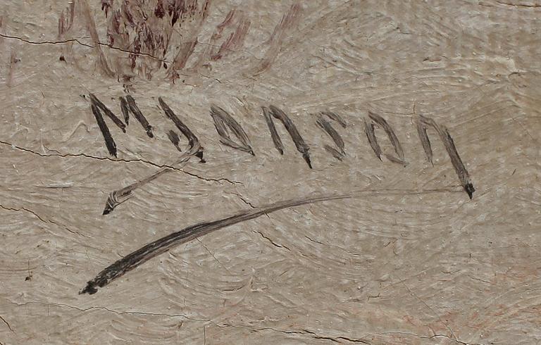 OKÄND KONSTNÄR, olja på pannå, sign M Janson.
