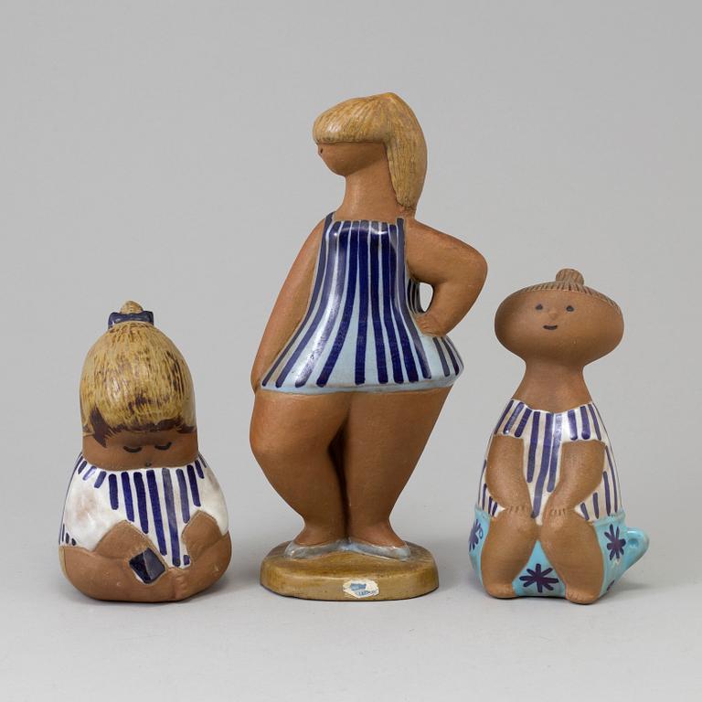 Three Lisa Larson stoneware figurines from the series 'Larsons ungar', Gustavsberg.