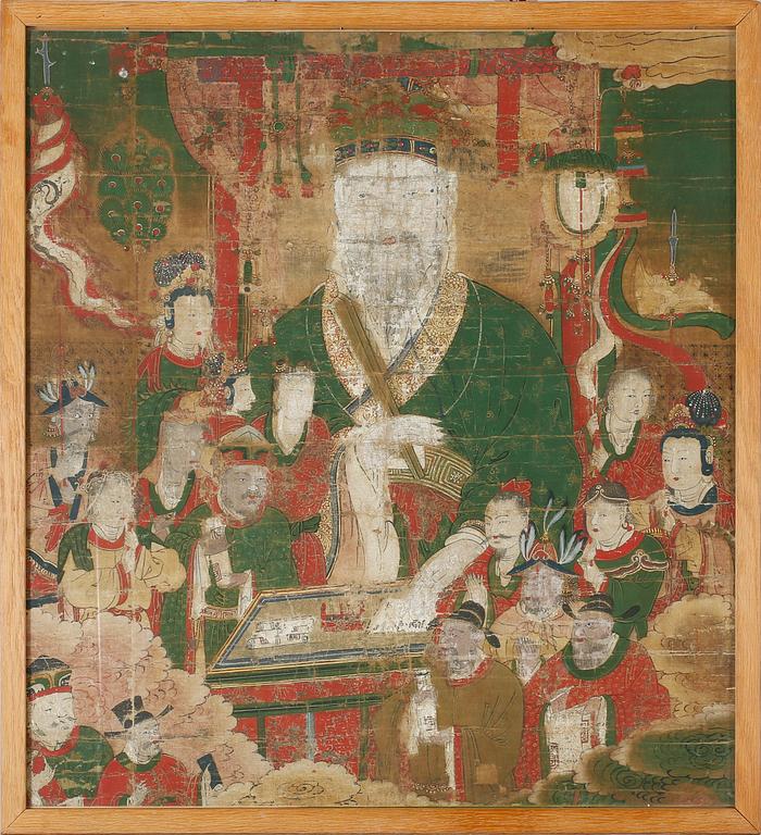 A silk painting from south east Asia, around the year 1900.