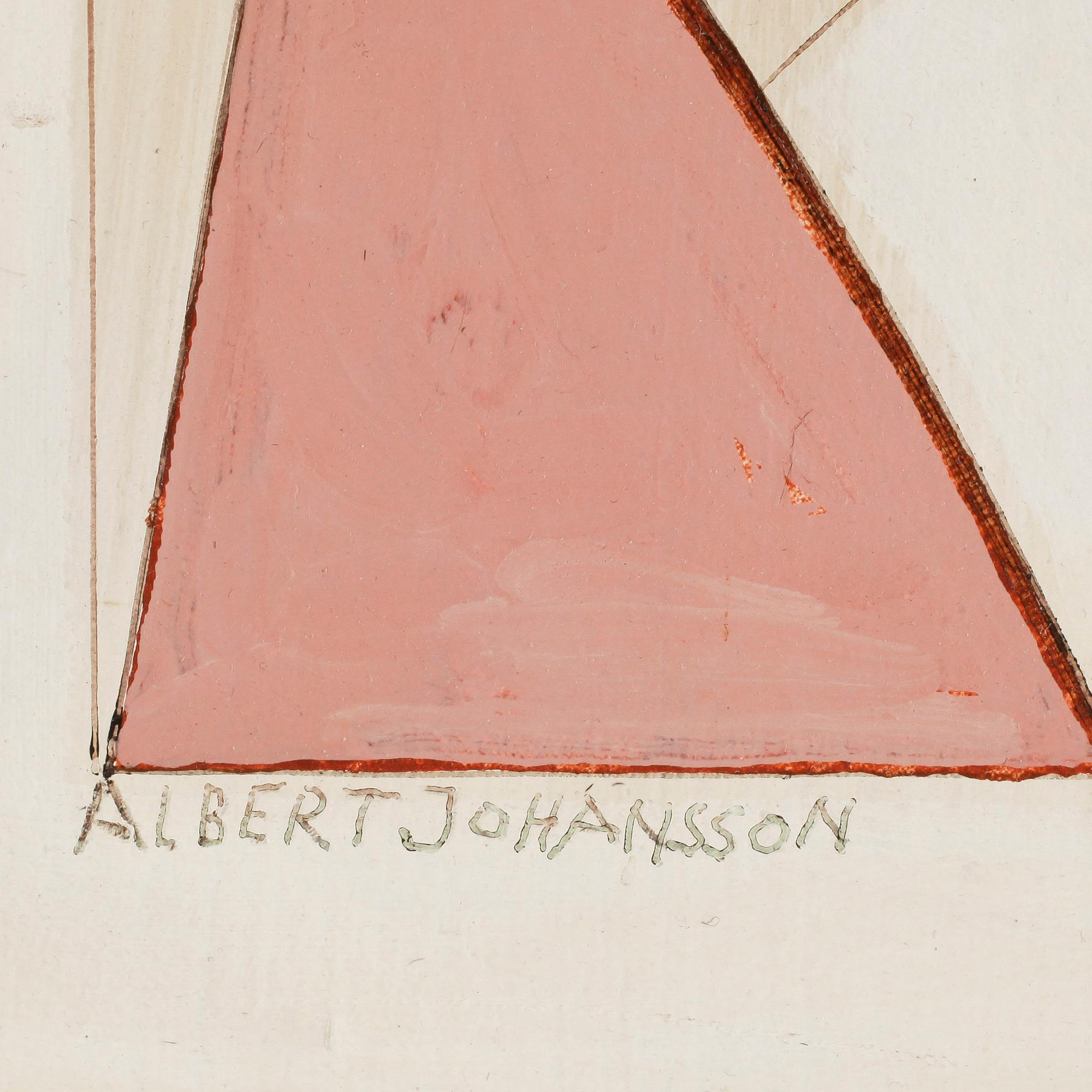 ALBERT JOHANSSON, oljemålning på pannå. Signerad.