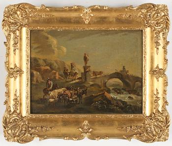 NICOLAES BERCHEM, hans krets, Ettpar. Olja på duk, ej signerade.