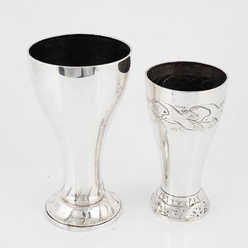 Two silver vases, 20th Century.