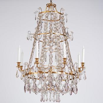 A Swedish late 18th century Gustavian eight-light chandelier.