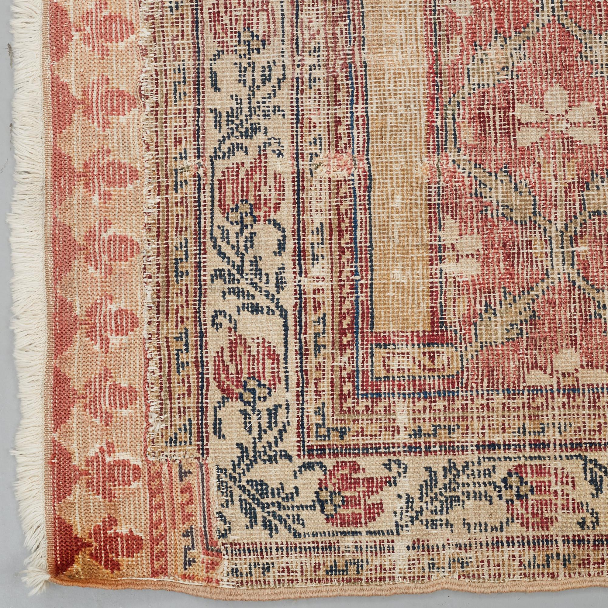 MATTO FRAGMENT, an antique Indian, Mughal Empire 17th-18th century probably, saff, ca 277 x 136 cm.