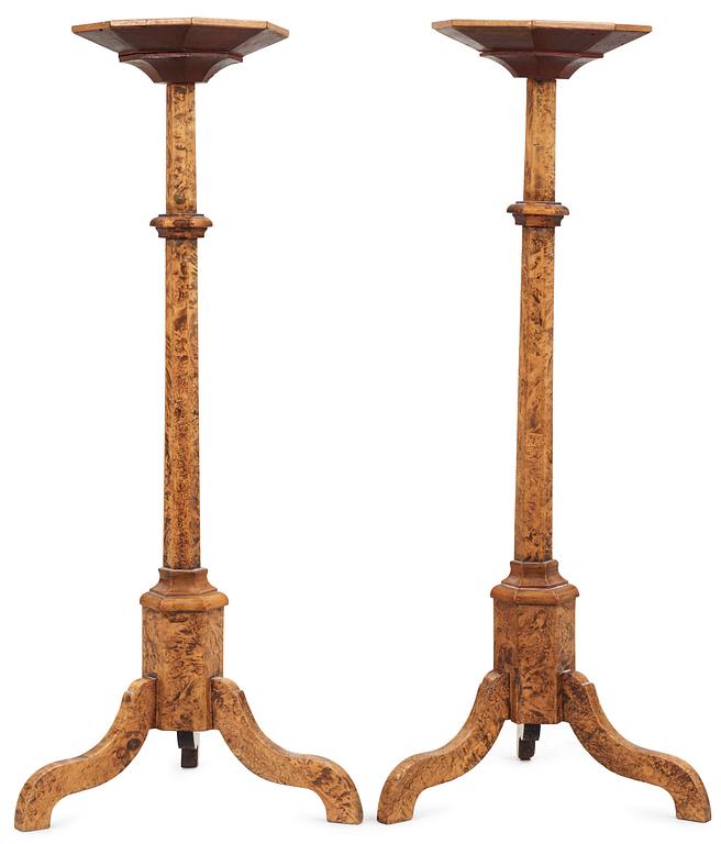 A pair of Swedish late Baroque 18th century candle stands.