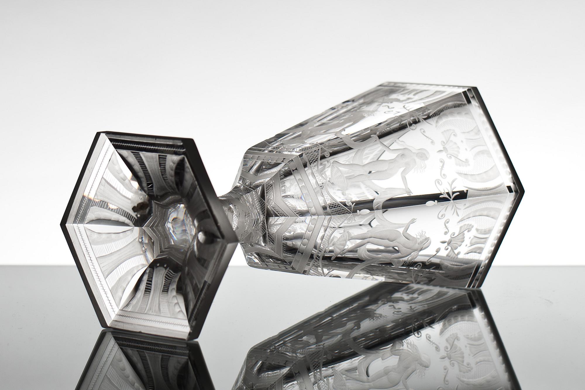 POKAL, glas, " Sex gracer", Simon Gate, Orrefors, 1974.