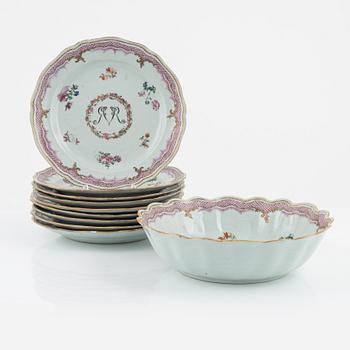 Ten Famille Rose porcelain pieces, China, Qing Dynasty, Qianlong (1736-95).