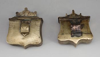 PALLUSKOR, 2 st, mässing, medelhavsområdet, troligen 1800-tal.