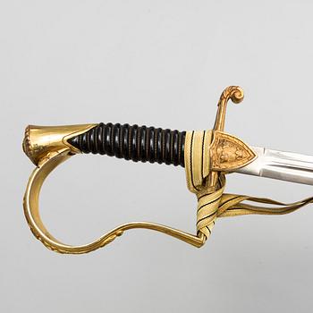 A Swedish artillery officers sabre 1889 pattern with scabbard.